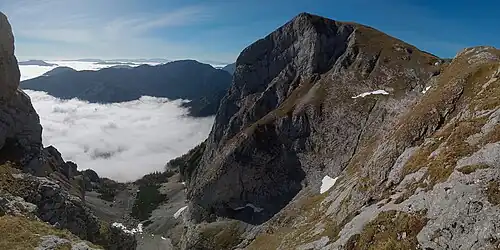 Blick über das Dippelkar nach Südwesten auf den Zinken