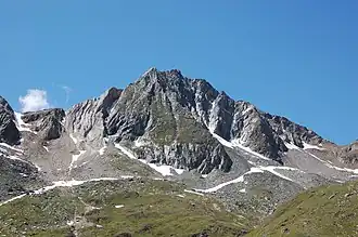 Die Zopetspitze gesehen von unterhalb der Eisseehütte (Südosten)