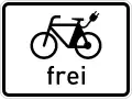 Zusatzzeichen 1022-13 E-Bikes frei (seit 2017)