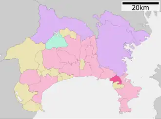 Lage Zushis in der Präfektur