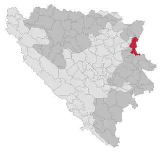 Lage der Gemeinde Zvornik in Bosnien und Herzegowina (anklickbare Karte)