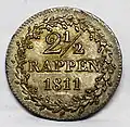 2½ Rappen von 1811 des Kantons Bern, Wertseite