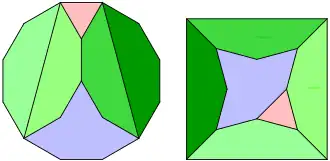 Verwandlung eines konvexen regelmäßigen Zwölfecks in ein flächengleiches Quadrat