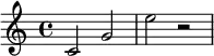 {\time 4/4 c'2 g' e'' r2}