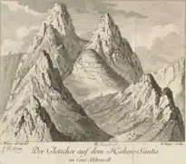 Der Gletscher auf dem Hohen-Säntis, 1760, Radierung, Gabriel Walser, Adrian Zingg