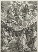 Himmelfahrt und Krönung Mariens, Holzschnitt von Albrecht Dürer, 1510