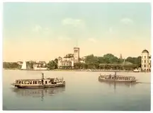 Boats at Uhlenhouster Ferry, Photochrom, 1890–1900