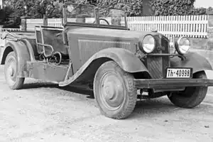 DKW Sonderklasse 1001 „Kübelwagen“ aus dem Jahr 1934 mit einem Kennzeichen einer Behörde aus Thüringen.
